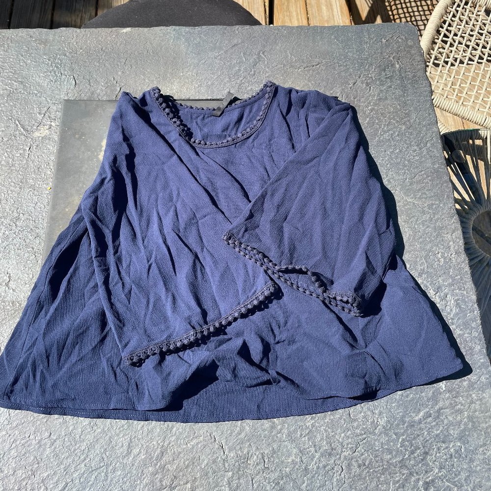Navy Short Sleeve Crop Top